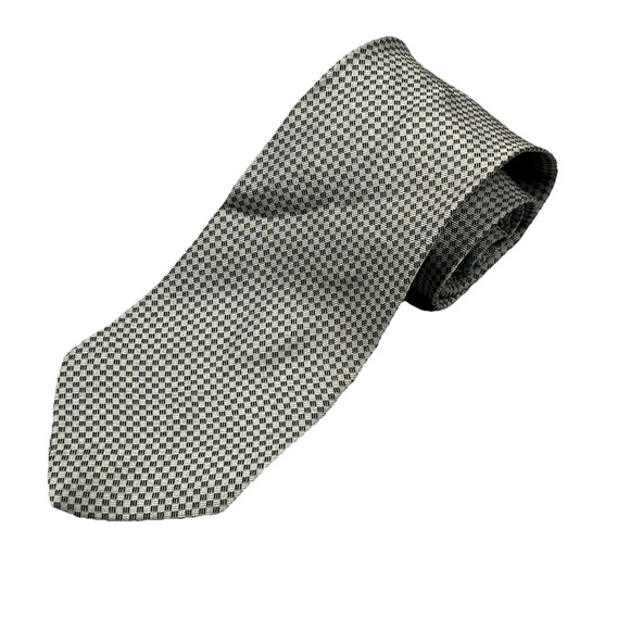 Ermenegildo Zegna Necktie Mens Green 100%-Silk Checkered Made in Italy 60"x3.5" - Picture 1 of 6